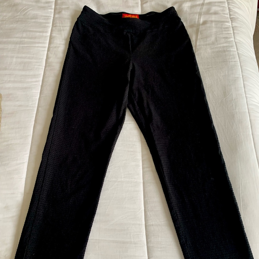 Krazy Larry, Size 8, Black on Black Dot Design Stretch Pant